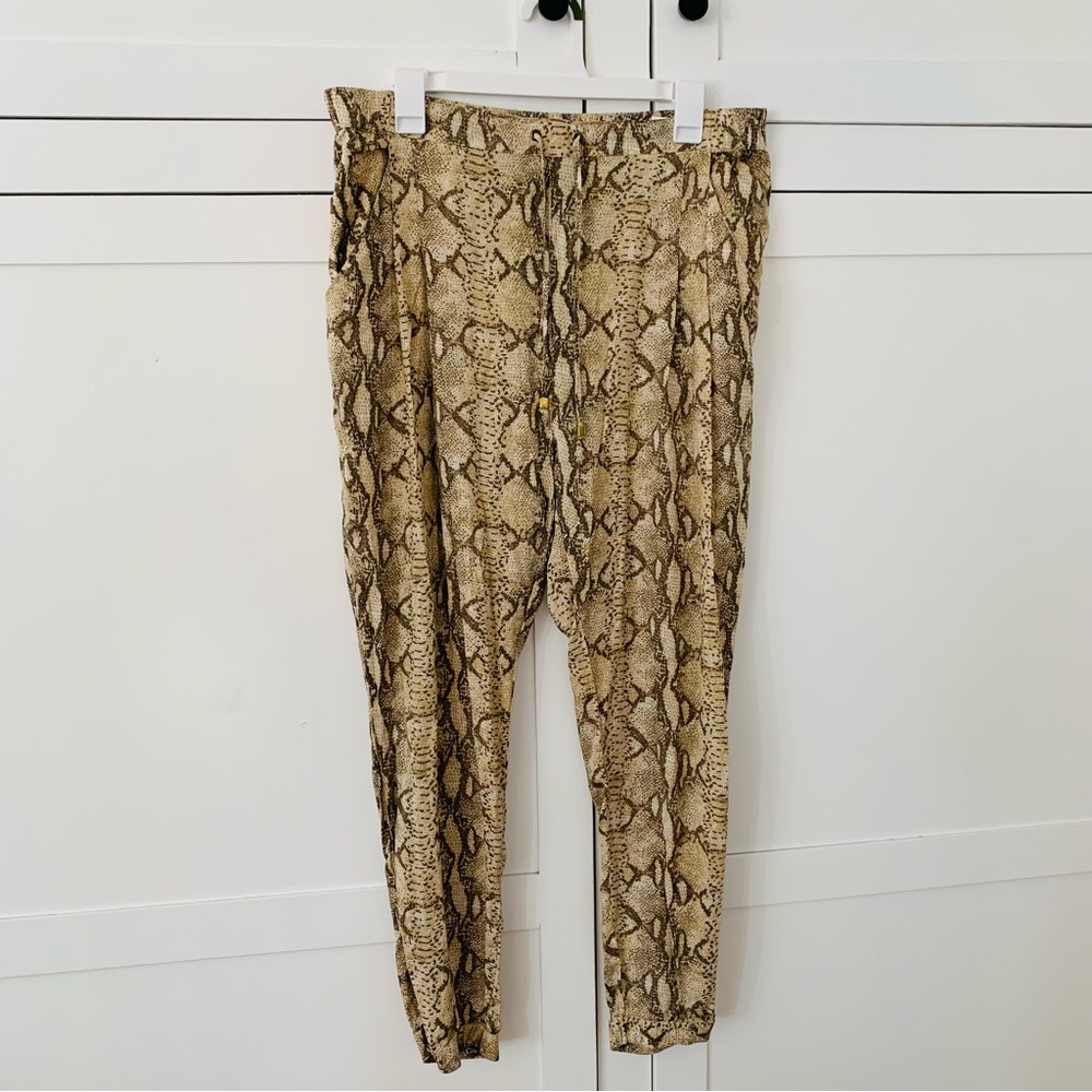 H&M Brown Snake Print Joggers Size Medium